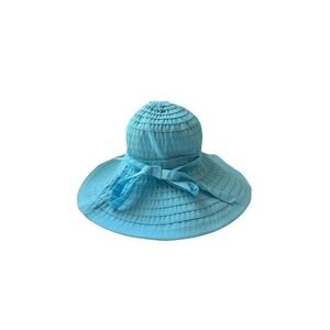 San Diego Hat Co. Wide Brim Sun Hat Bow Tie Blue Packable Beach Summer‎ OS